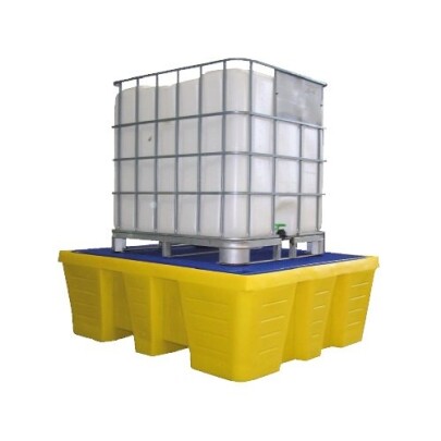Bac polyéthylène 1000 L jaune avec caillebotis