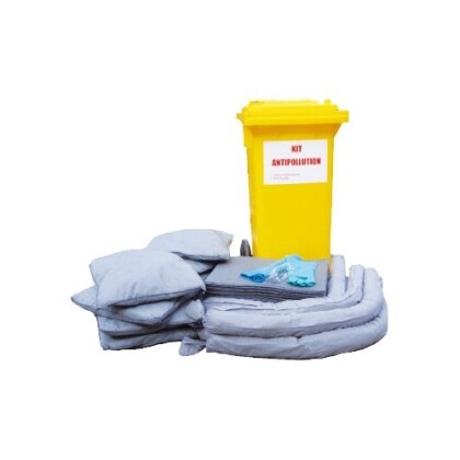 Conteneur d'intervention 300 L PE jaune sur roulettes antipollution hydrocarbures tous liquides produits chimiques