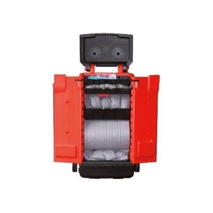 Chariot d'intervention rouge 90 L antipollution hydrocarbures tous liquides produits chimiques